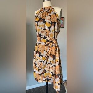 Melonie Women's Sleeveless Sheath Dress Size 4  Color-way Floral Gold Multi